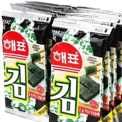 韓國(guó)原裝零食品  海牌海飄烤海苔 紫菜片海苔卷20g40