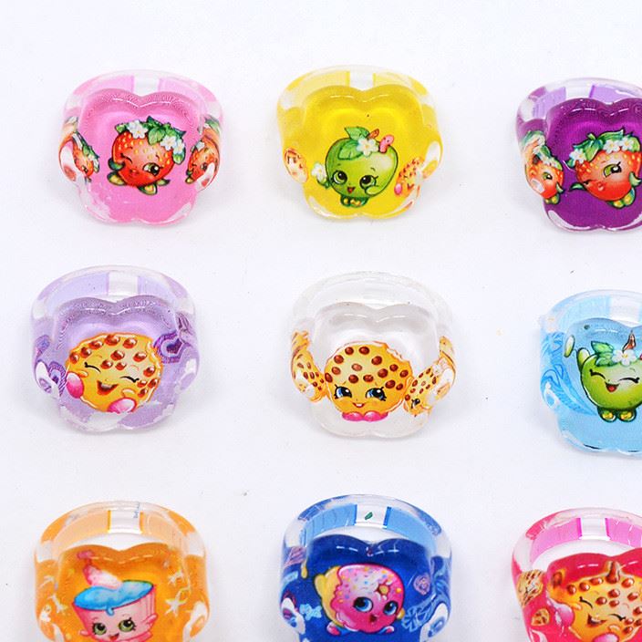 兒童飾品shopkins兒童戒指禮品兒童亞克力卡通戒指環(huán)保廠家直銷