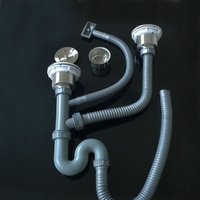 菜盆雙槽下水器 不銹鋼水槽下水管 水槽配件落水器 水槽雙下水管