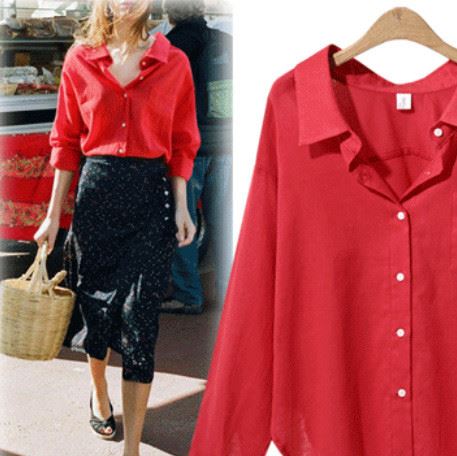 2017秋速賣通ebay歐美寬松長袖V字領女式色襯衫